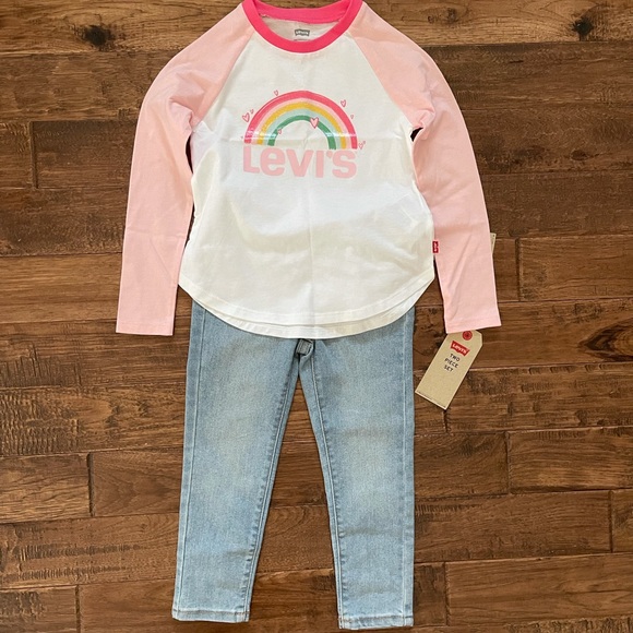 LEVIS Rainbow Raglan Top & Skinny Jeans Set - Picture 1 of 5